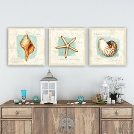 Wallity Conjunto de 3 Pinturas Decorativas en Lienzo Multicolor